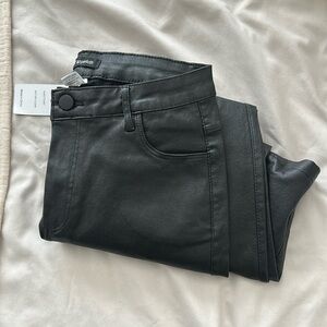 Black Leather Flare Pants